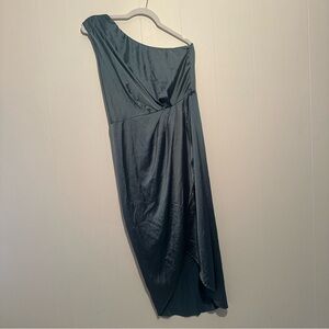 Baltic Born Cecilia One Shoulder Midi Dress Size Large Blue Sage